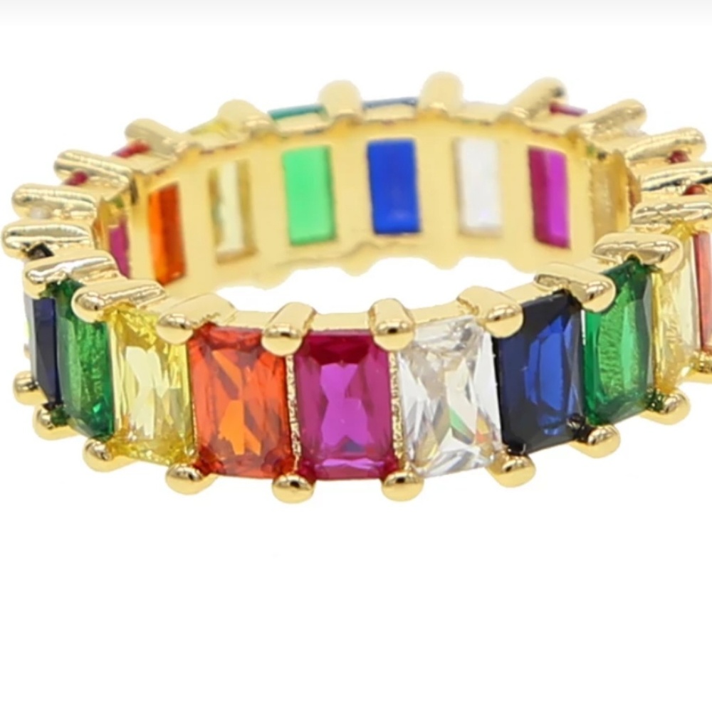 🌈 rainbow CZ ring